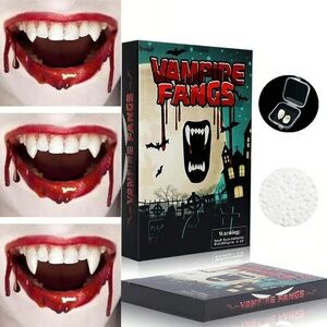 YVELINES Realistic Vampire Teeth Fangs Set - 3 Sizes with Reusable Adhesive